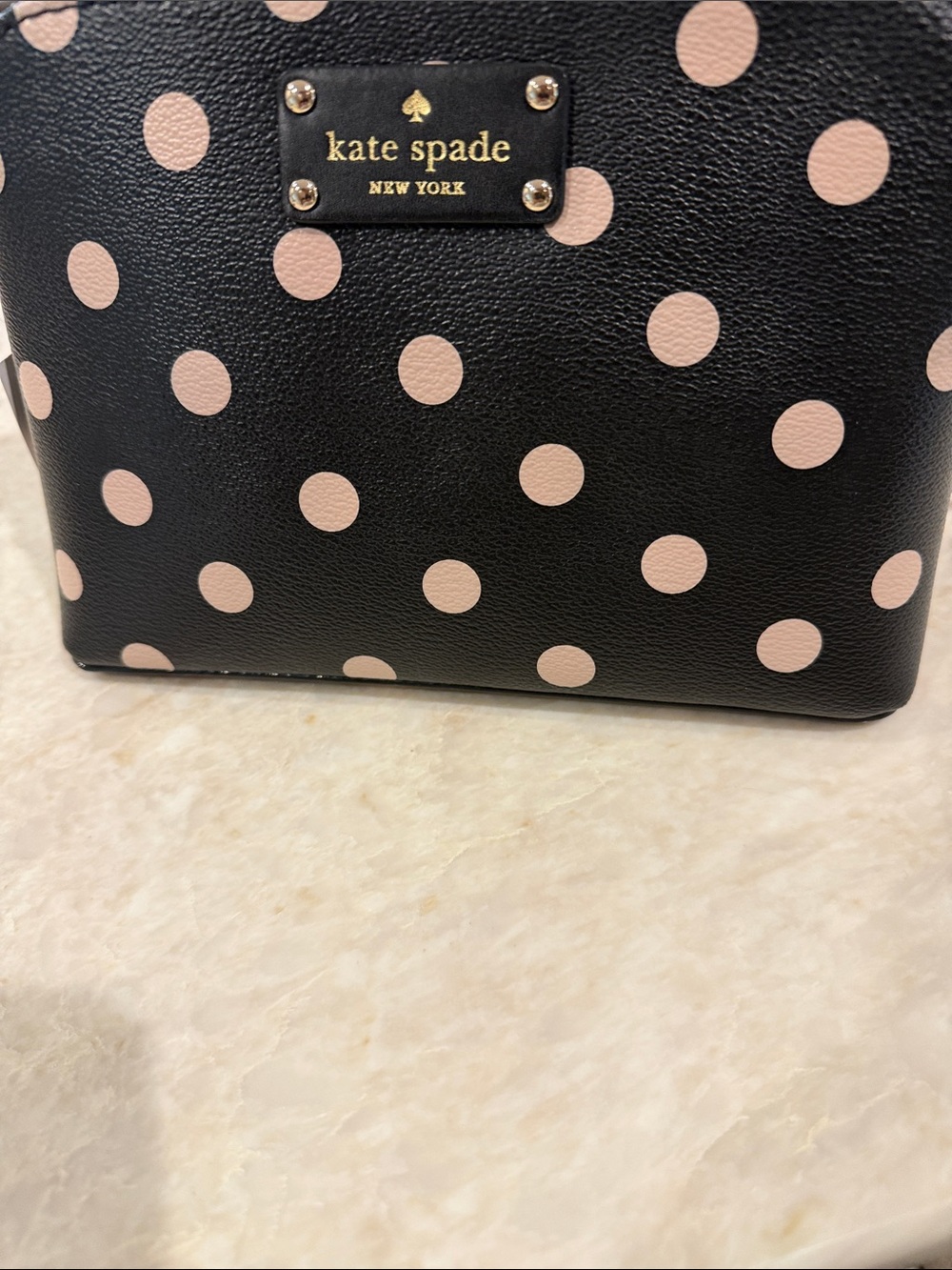 kate spade Black Tote with Light Pink Polka Dots
